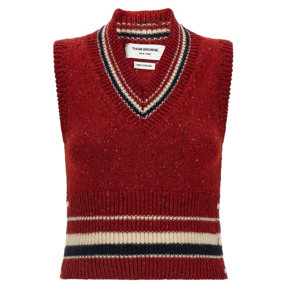 Thom Browne Red Wool Sleeveless Women's Jacket